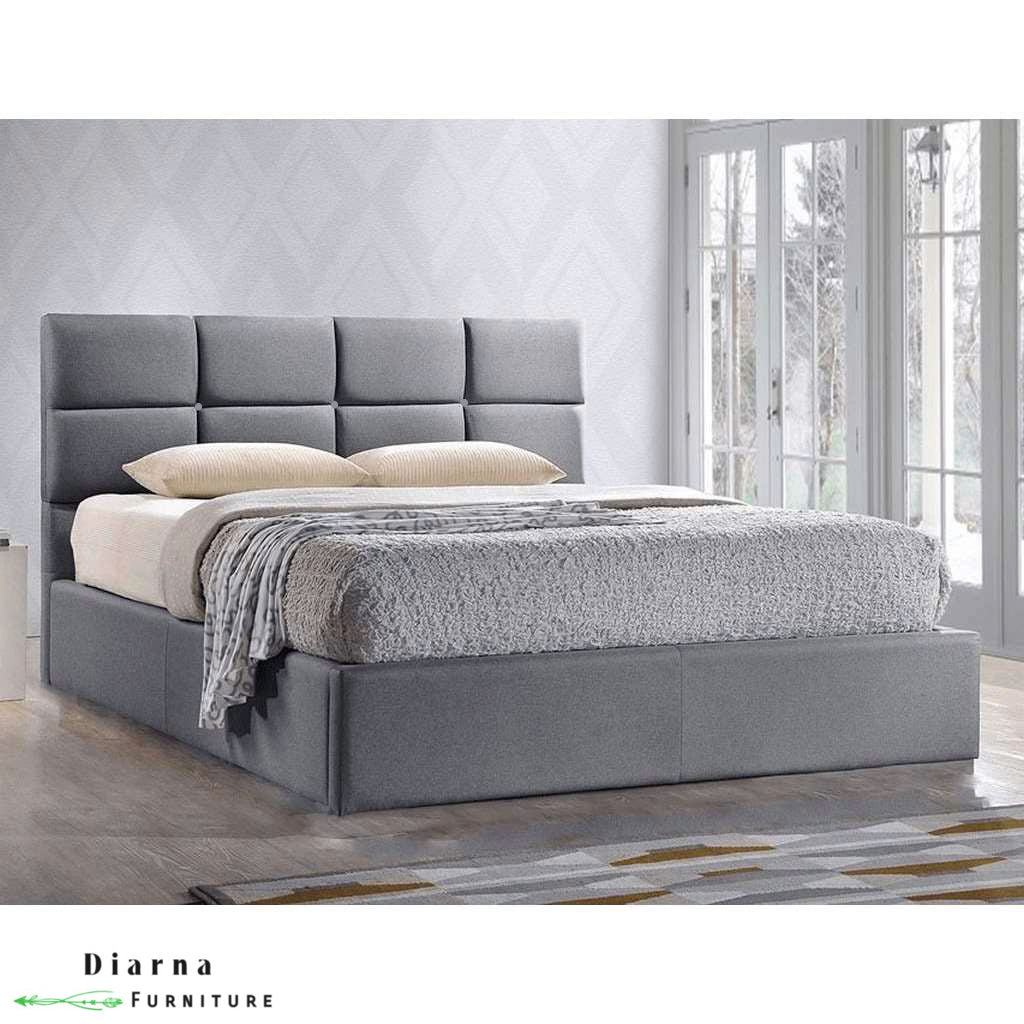 سرير فردي خشب ام دى اف - رمادي