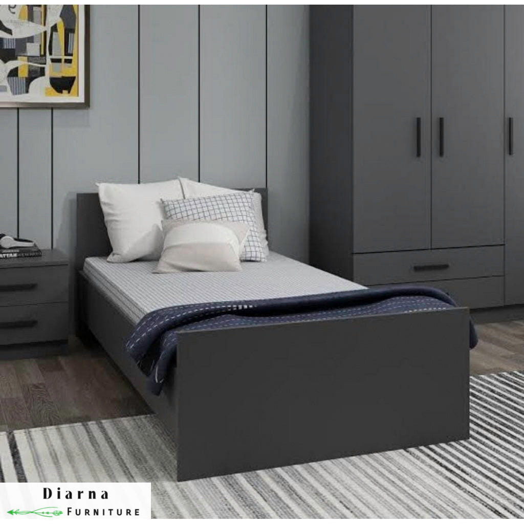 سرير فردي خشب ام دى اف - ابيض