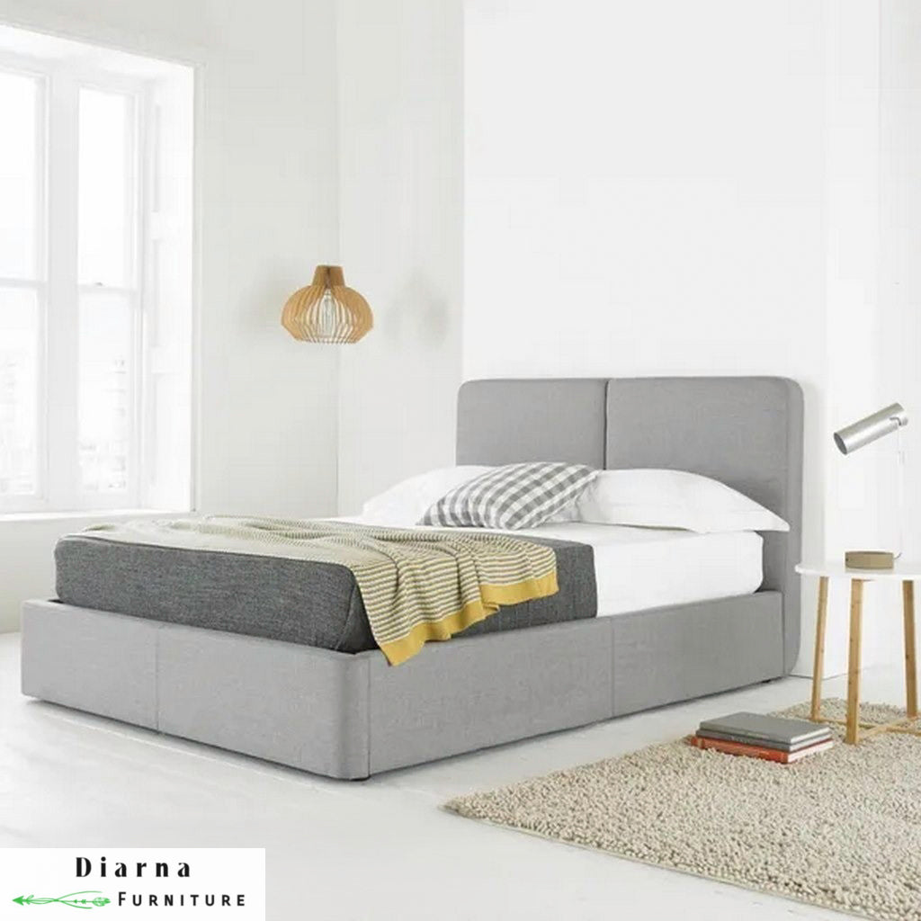 سرير فردي خشب ام دى اف - رمادي