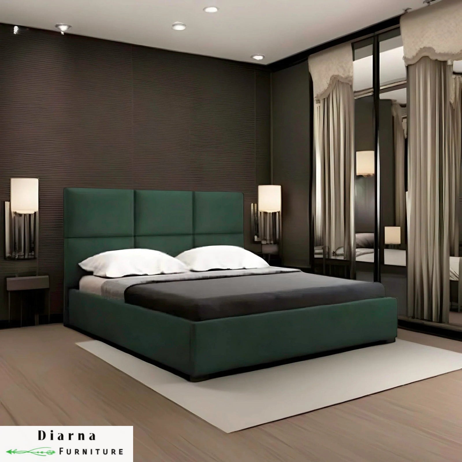 سرير فردي خشب ام دى اف - اخضر