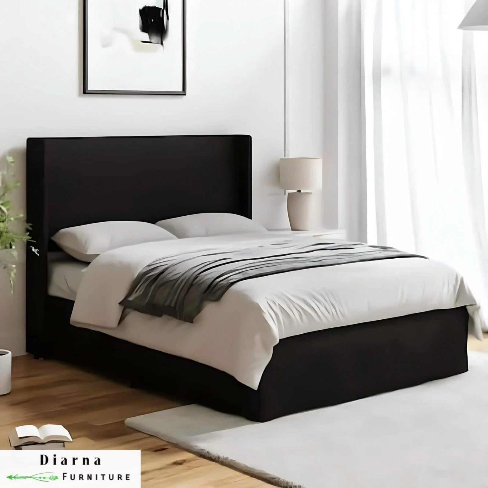 سرير فردي خشب ام دى اف - اسود