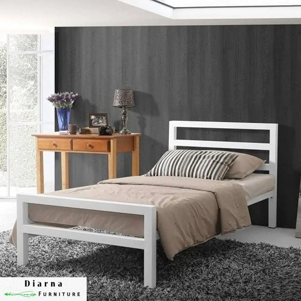 سرير فردي ستيل - ابيض