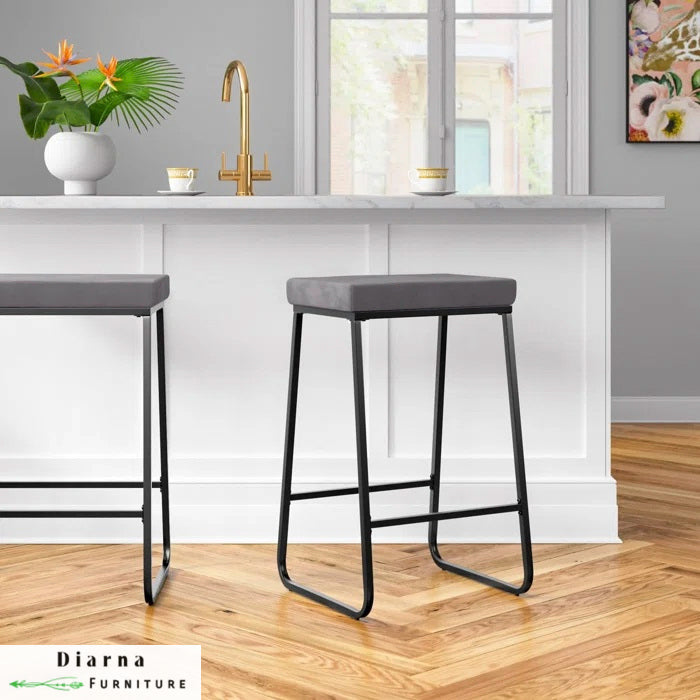 كرسي بار ستيل - اسود ورمادي