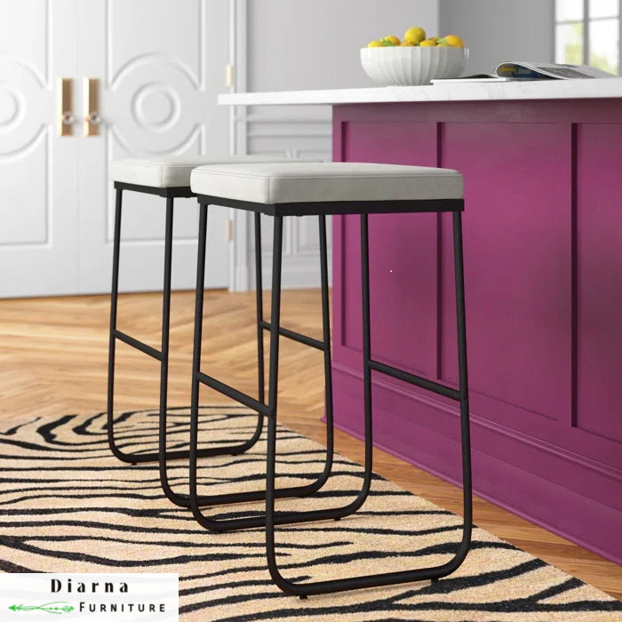 كرسي بارفردي ستيل - اسود وابيض