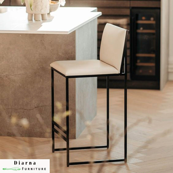 كرسي بار ستيل - اسود وبيج