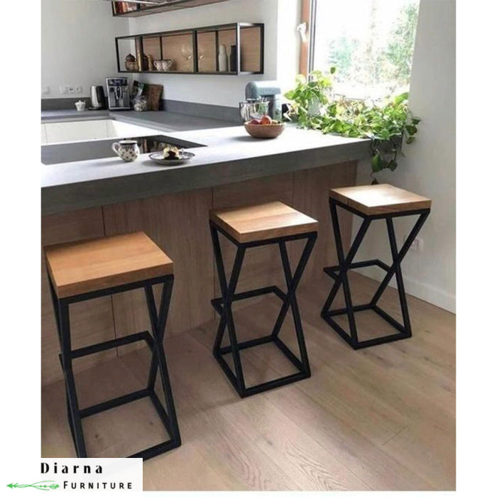 كرسي بار فردي ستيل - اسود وبني