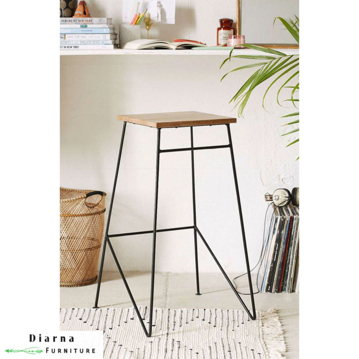 كرسي بار ستيل - اسود وبيج