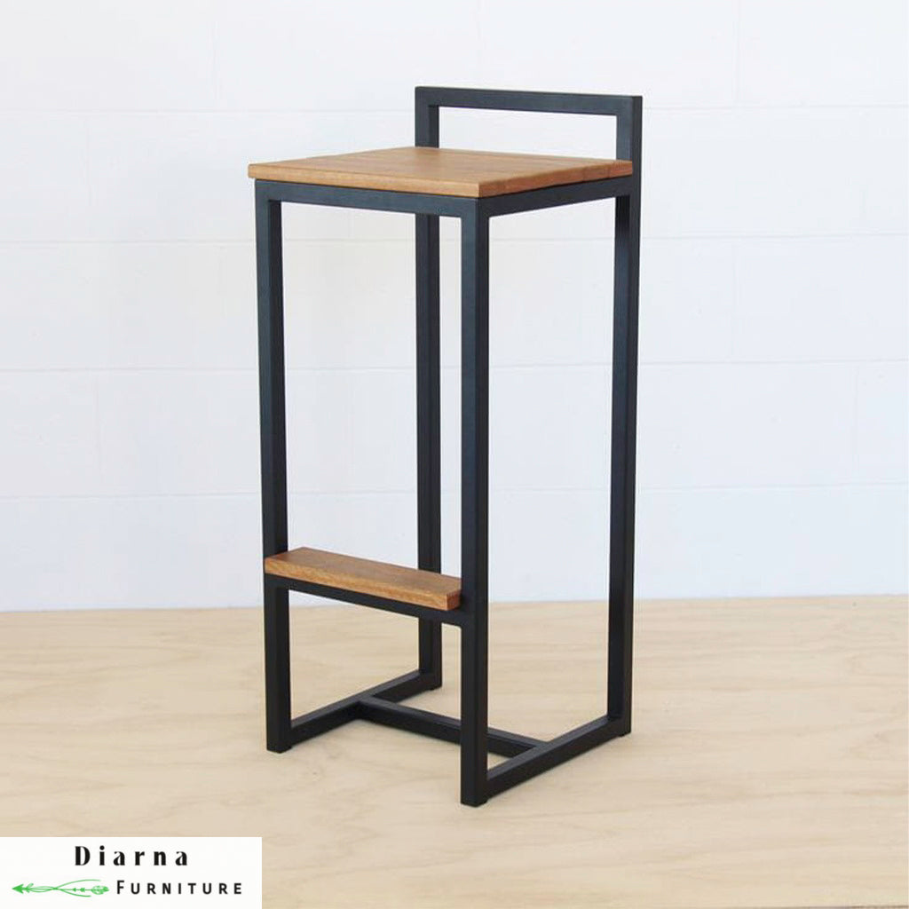 كرسي بار ستيل - اسود وبني