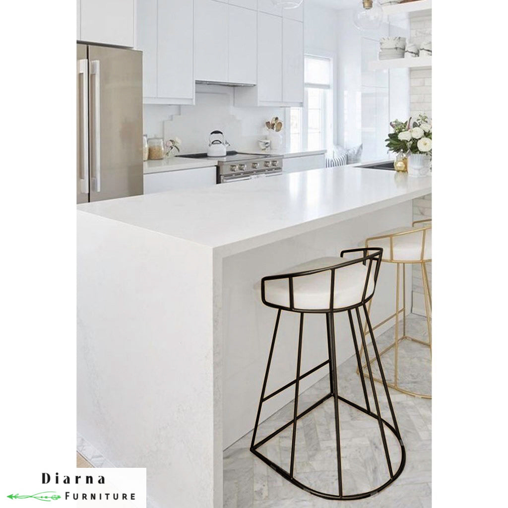 كرسي بار ستيل - اسود وابيض