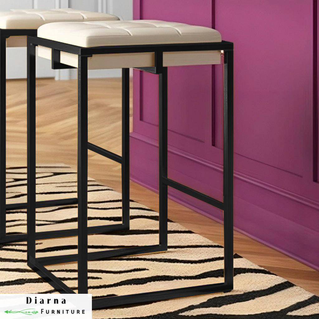 كرسي بار ستيل - اسود وابيض