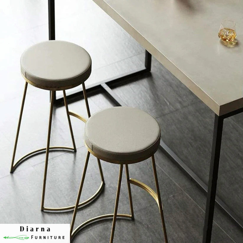 كرسي بار فردي ستيل - ابيض ودهبي