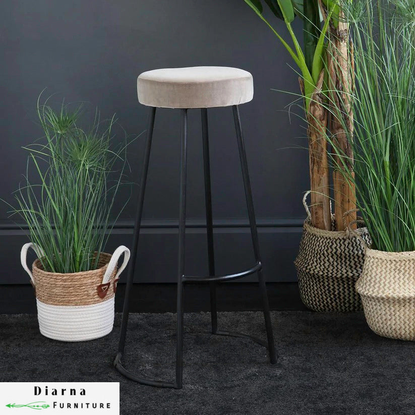 كرسي بار ستيل - اسود وابيض