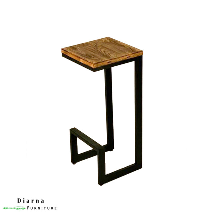 كرسي بار ستيل - اسود وبني