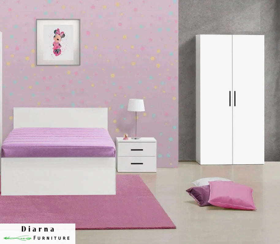 غرفة نوم كاملة من خشب ام دي اف عالي الجودة " 3 قطع " - ابيض