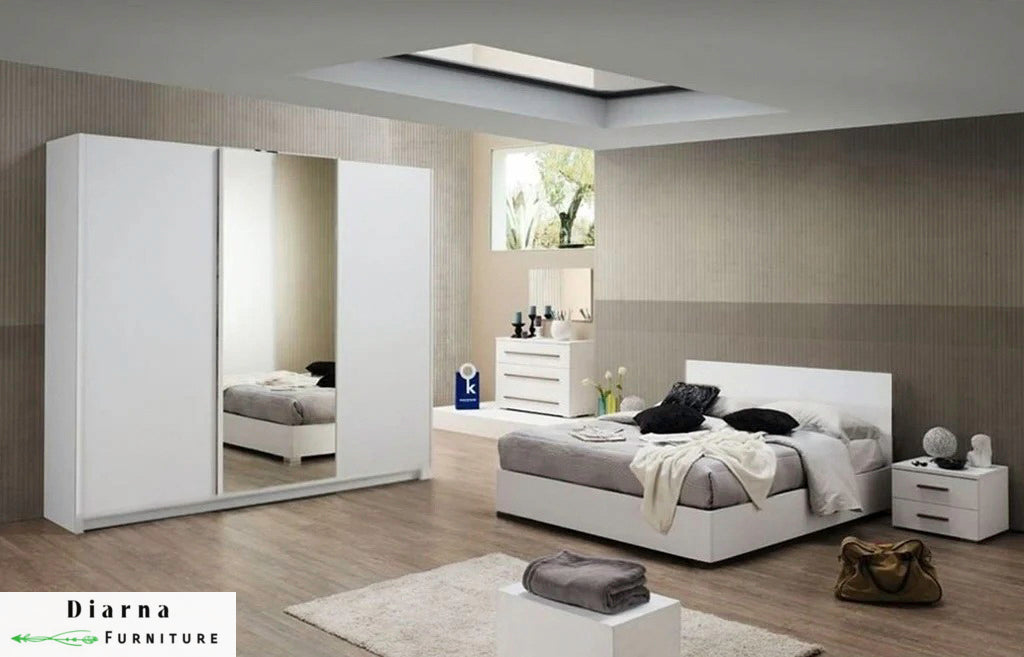 غرفة نوم كاملة من خشب ام دي اف عالي الجودة " 4 قطع " - ابيض