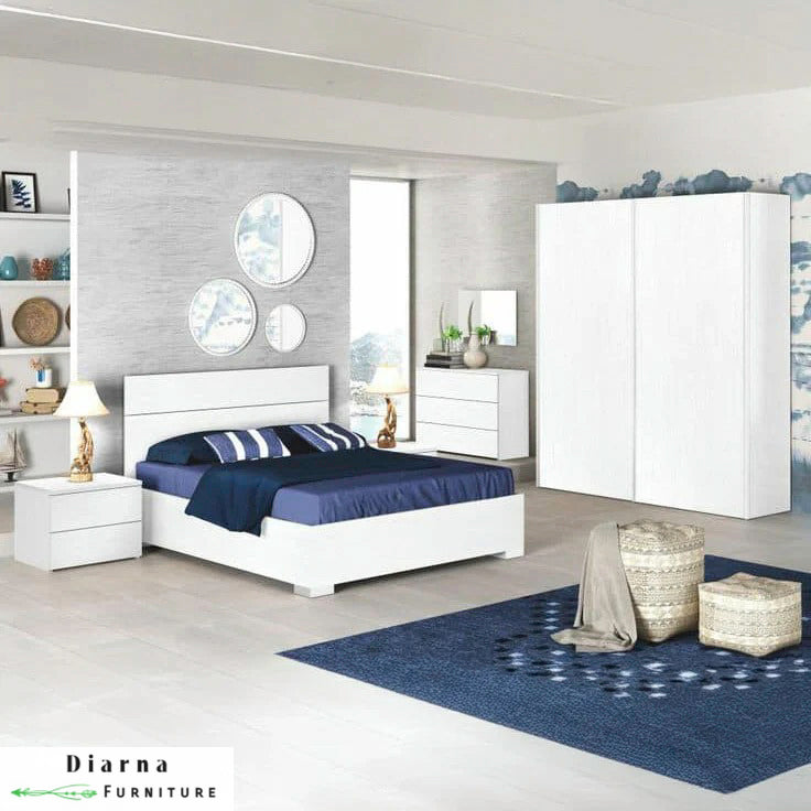 غرفة نوم كاملة من خشب ام دي اف عالي الجودة " 5 قطع " - ابيض