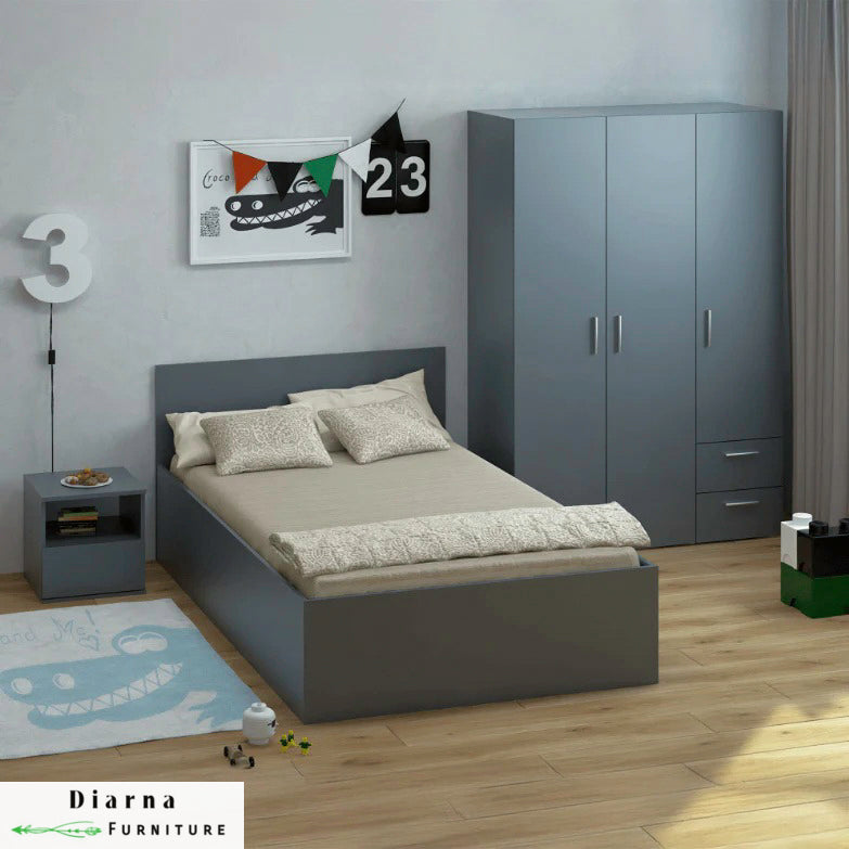 غرفة نوم كاملة من خشب ام دي اف عالي الجودة " 3 قطع " - ابيض