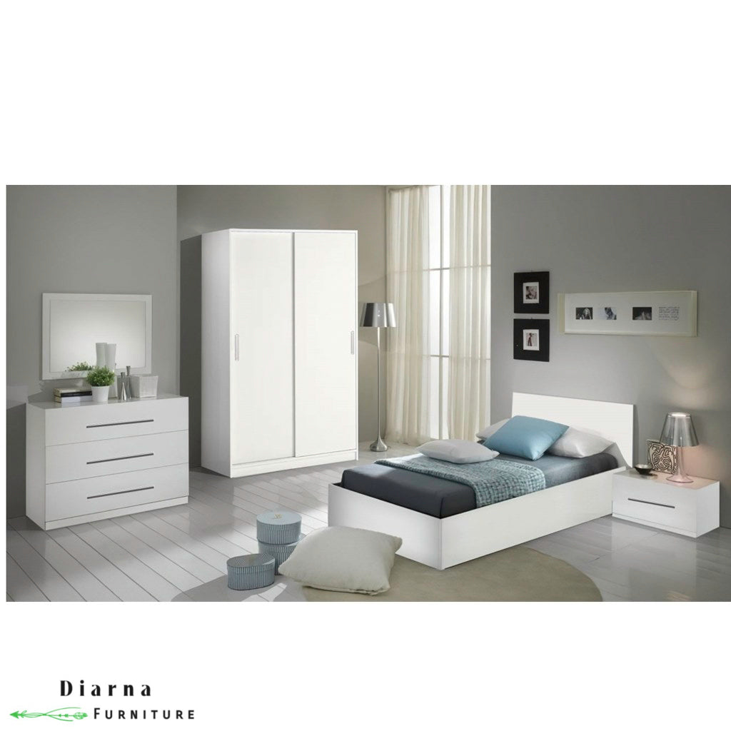 غرفة نوم كاملة من خشب ام دي اف عالي الجودة " 5 قطع " - ابيض