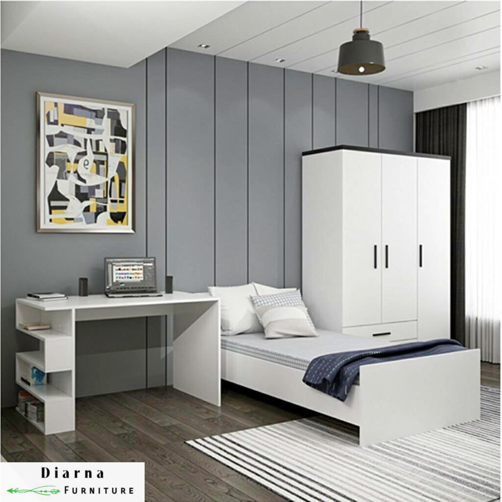 غرفة نوم كاملة من خشب ام دي اف عالي الجودة " 3 قطع " - ابيض