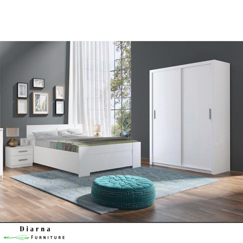 غرفة نوم كاملة من خشب ام دي اف عالي الجودة " 3 قطع " - ابيض