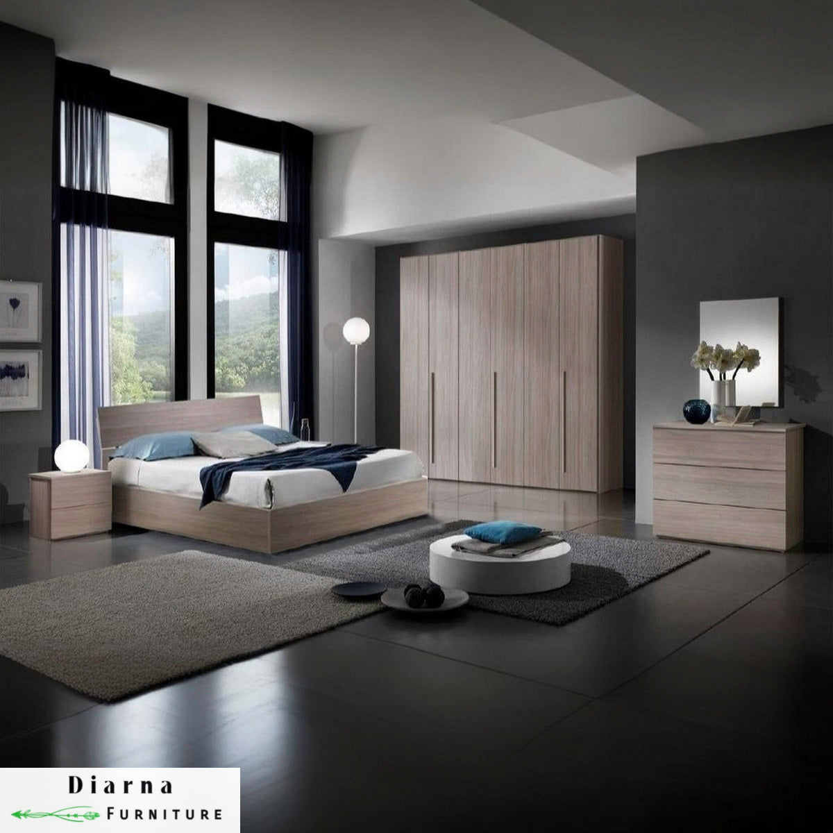 غرفة نوم خشب ام دي اف 4 قطع - بيج