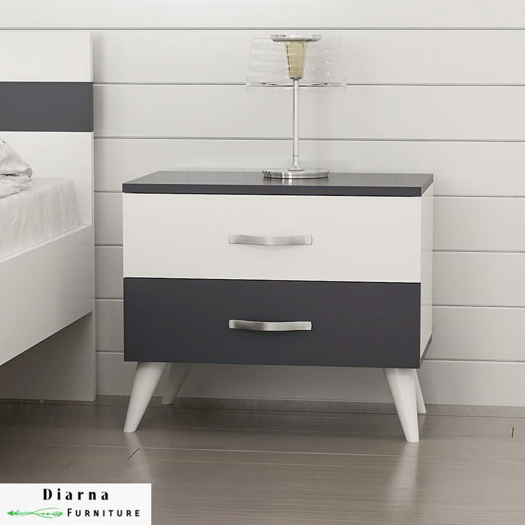 كومود ام دي اف - ابيض ورمادي