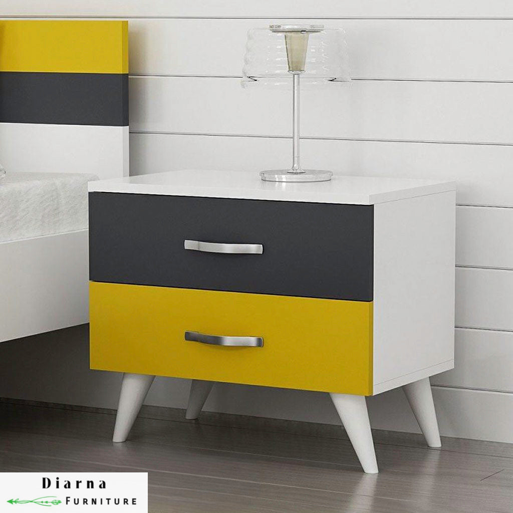 كومود ام دي اف - ابيض ورمادي