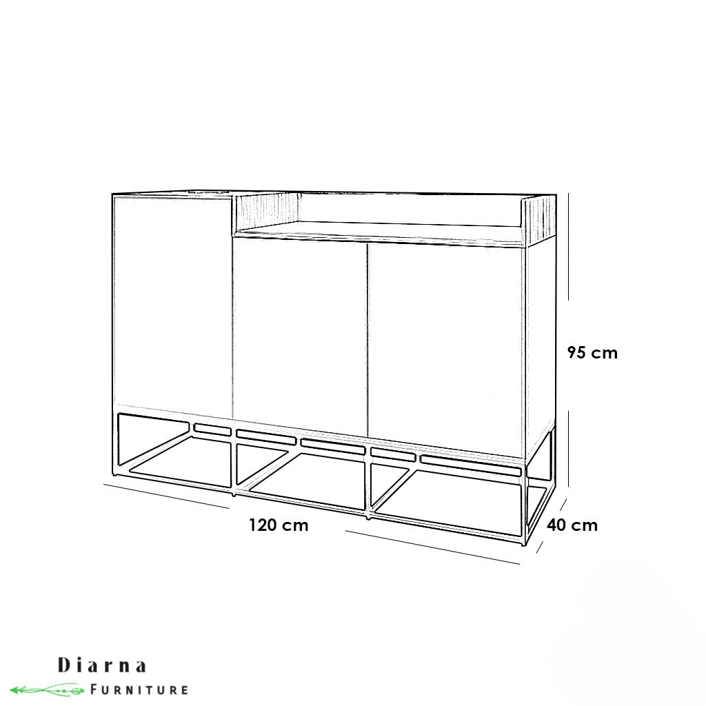 بوفيه ام دي اف وستيل - اسود وبني