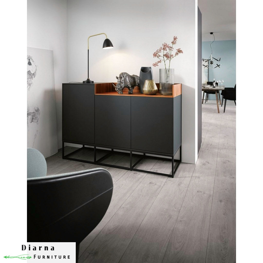 بوفيه ام دي اف وستيل - اسود وبني