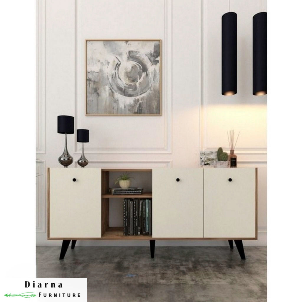 بوفيه ام دي اف - بيج وابيض