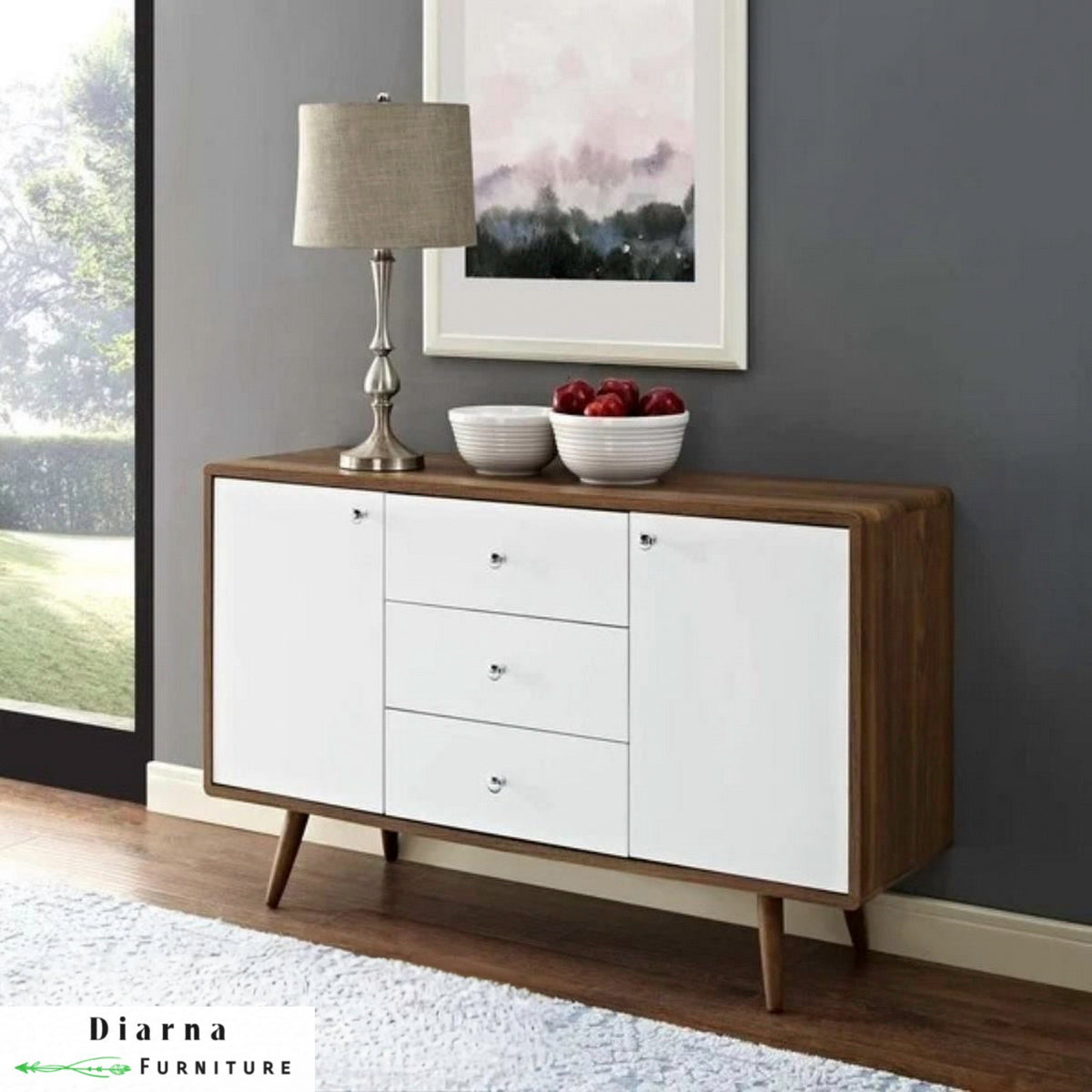 بوفيه ام دي اف - بني وابيض