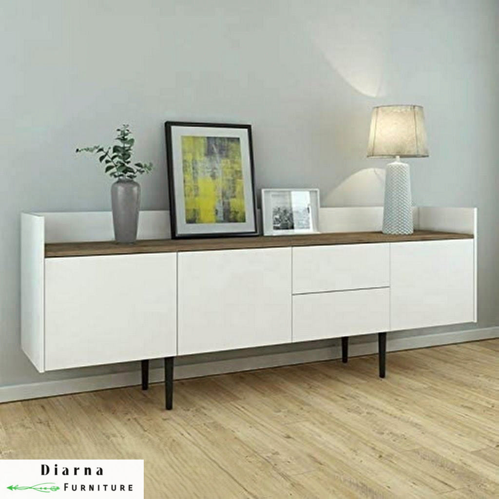 بوفيه ام دي اف - ابيض وبني