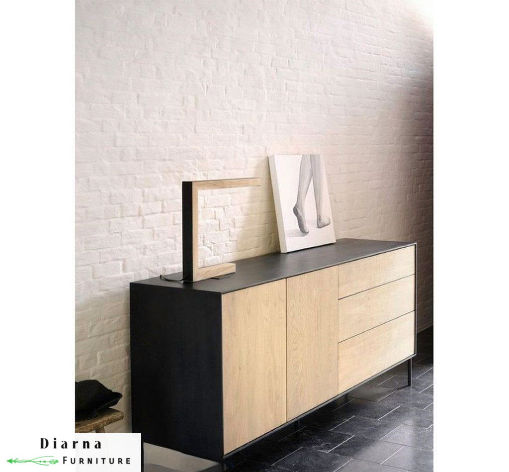 بوفيه ام دي اف وستيل - اسود وبيج