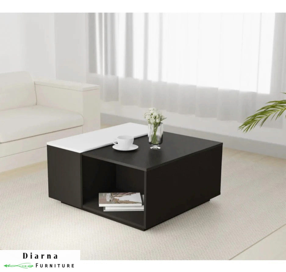 تربيزة قهوة ام دي اف - اسود وابيض