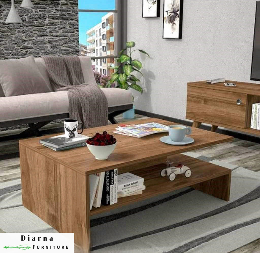 تربيزة قهوة ام دي اف - بني