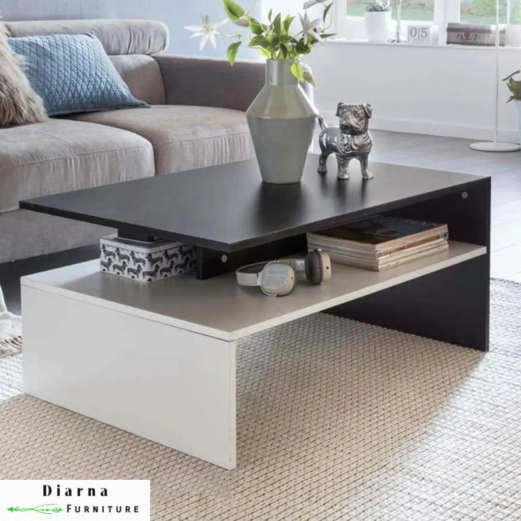 تربيزة قهوة ام دي اف - اسود وابيض