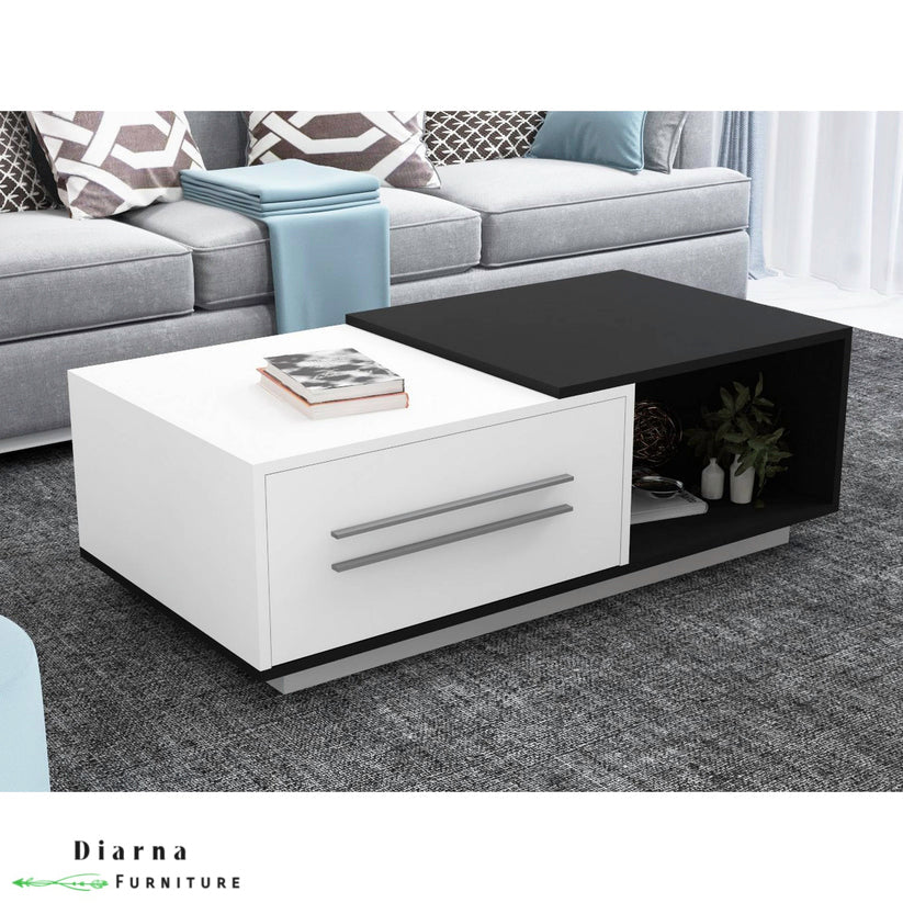 تربيزة قهوة ام دي اف - بني وابيض