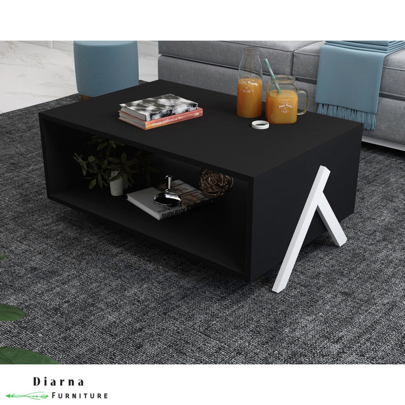 تربيزة قهوة ام دي اف  - اسود وابيض