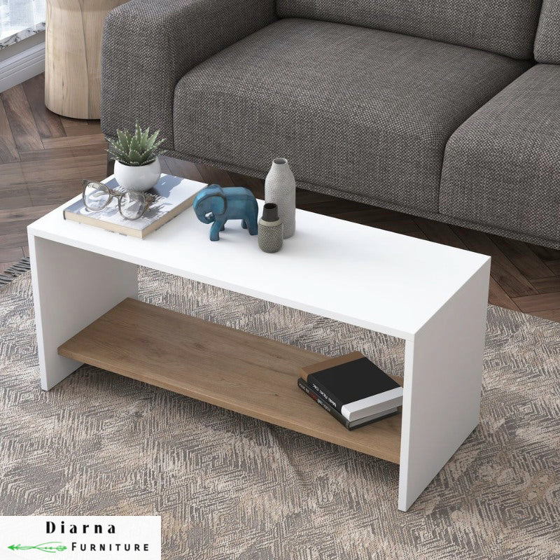 تربيزة قهوة ام دي اف  - بيج وابيض