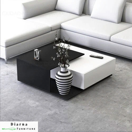 تربيزة قهوة ام دي اف  - ابيض واسود