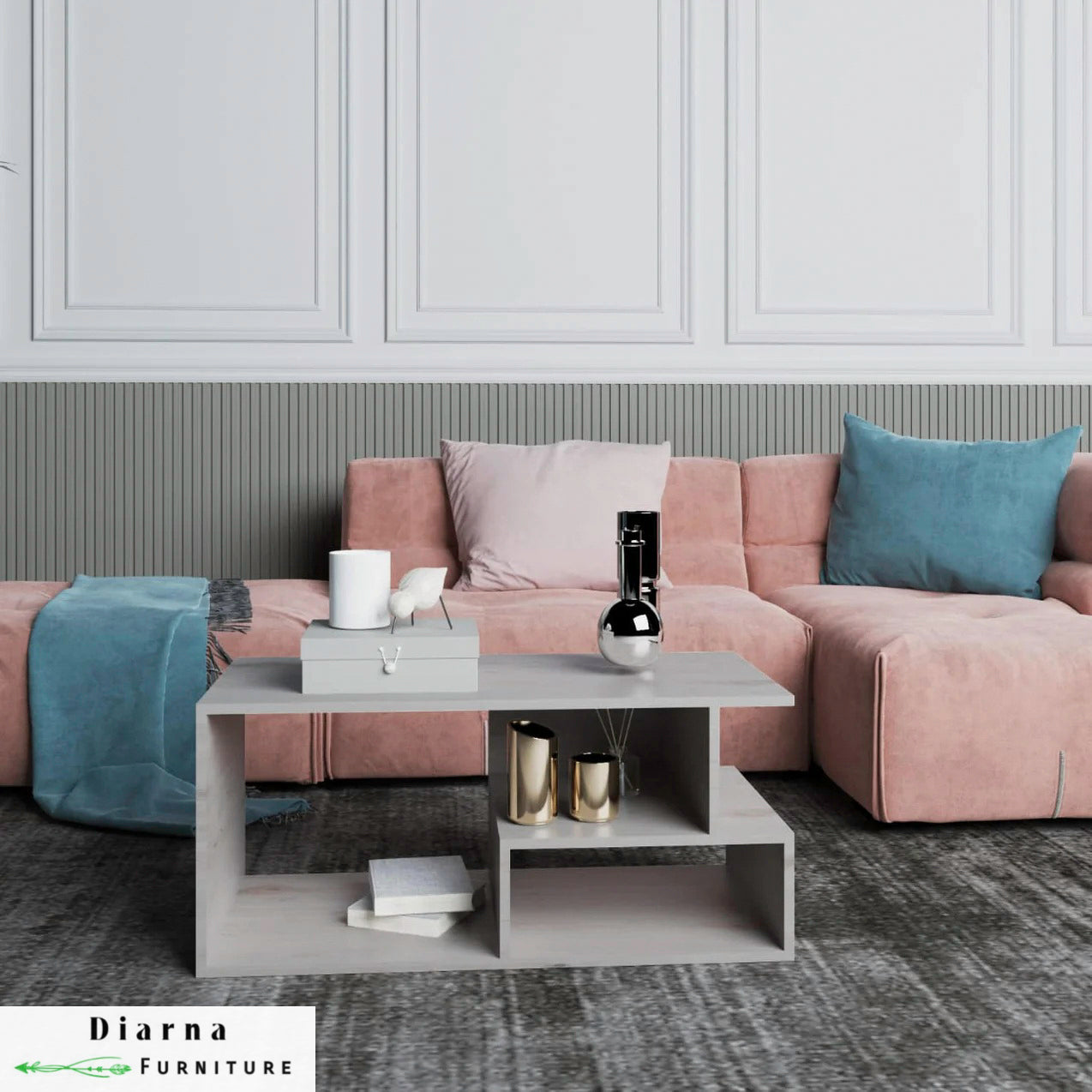 تربيزة قهوة ام دي اف  - رمادي فاتح