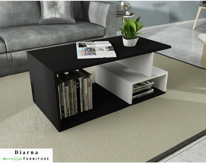 تربيزة قهوة ام دي اف  - اسود وابيض