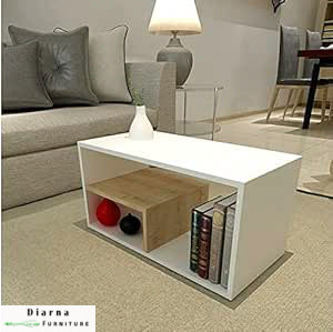 تربيزة قهوة ام دي اف  - ابيض وبيج