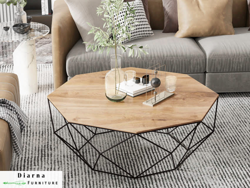 تربيزة قهوة ستيل - اسود وبيج