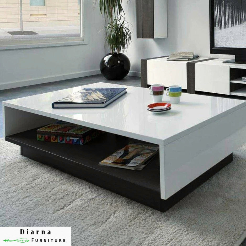 تربيزة قهوة ام دي اف  - ابيض واسود