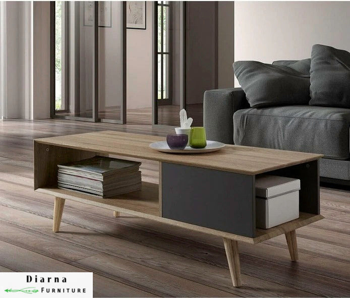 تربيزة قهوة ام دي اف  - بيج واسود