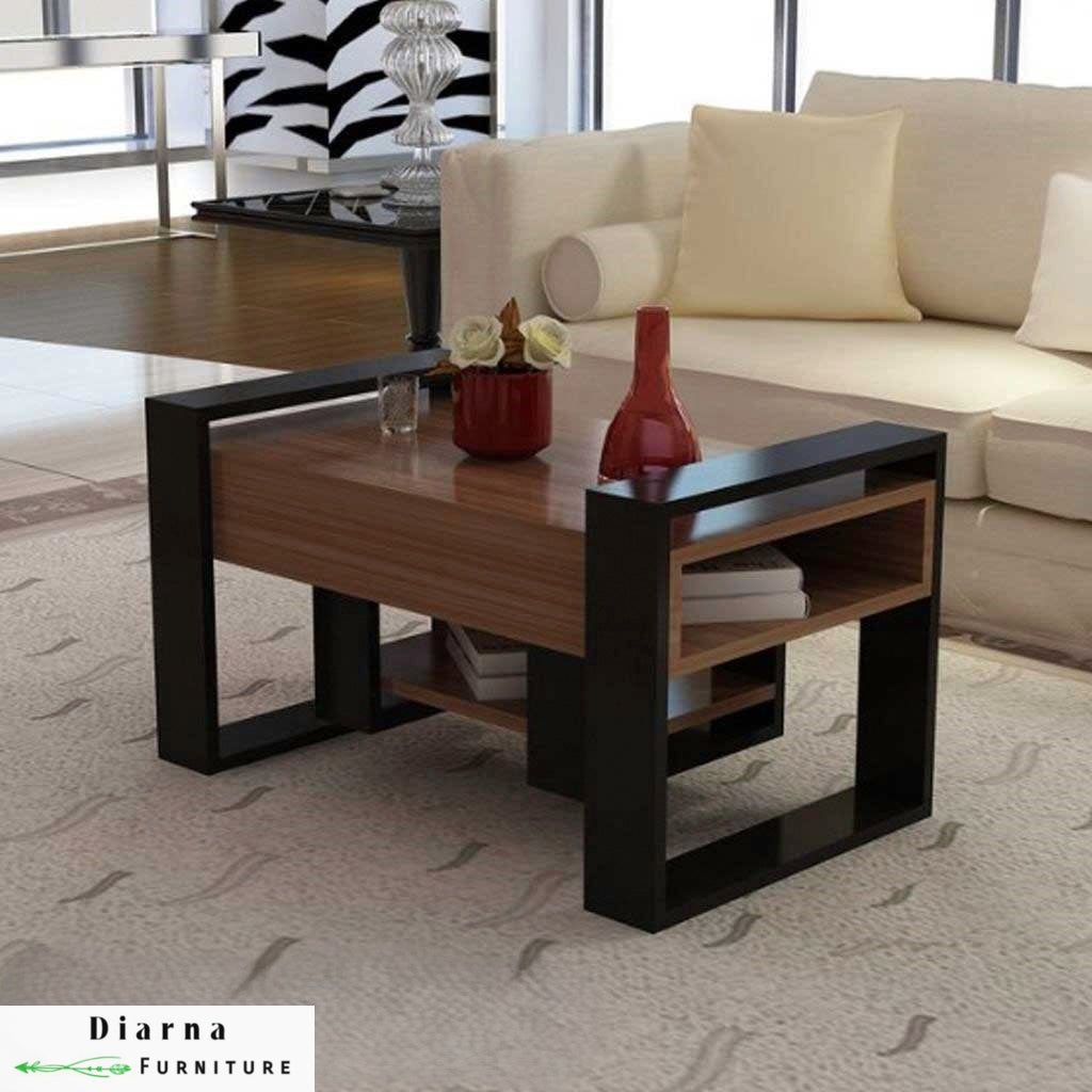 تربيزة قهوة ام دي اف  - اسود وبني