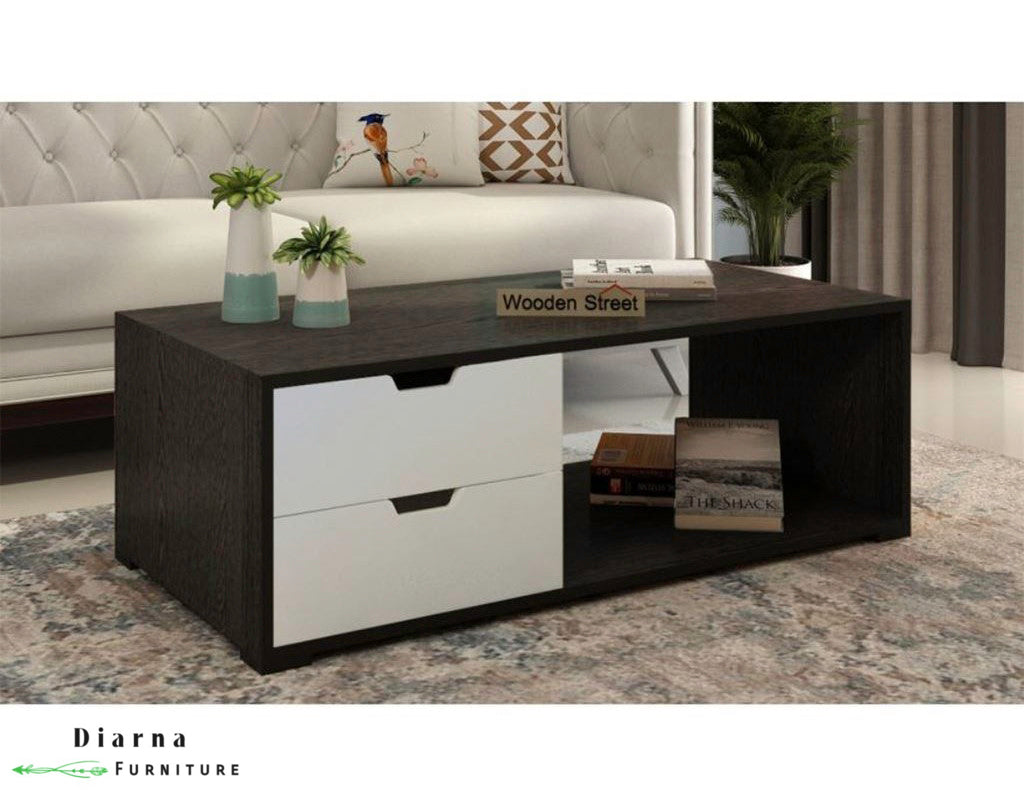 تربيزة قهوة ام دي اف  - بني وابيض