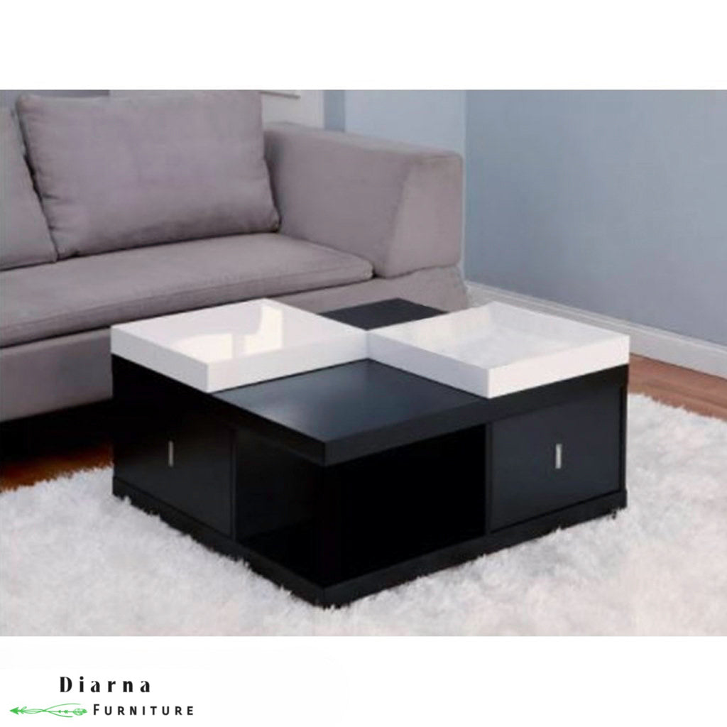 تربيزة قهوة ام دي اف  - اسود وابيض