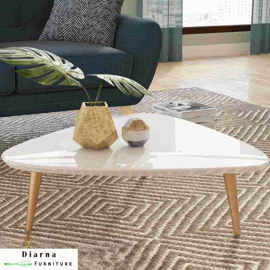 تربيزة قهوة ام دي اف  - ابيض